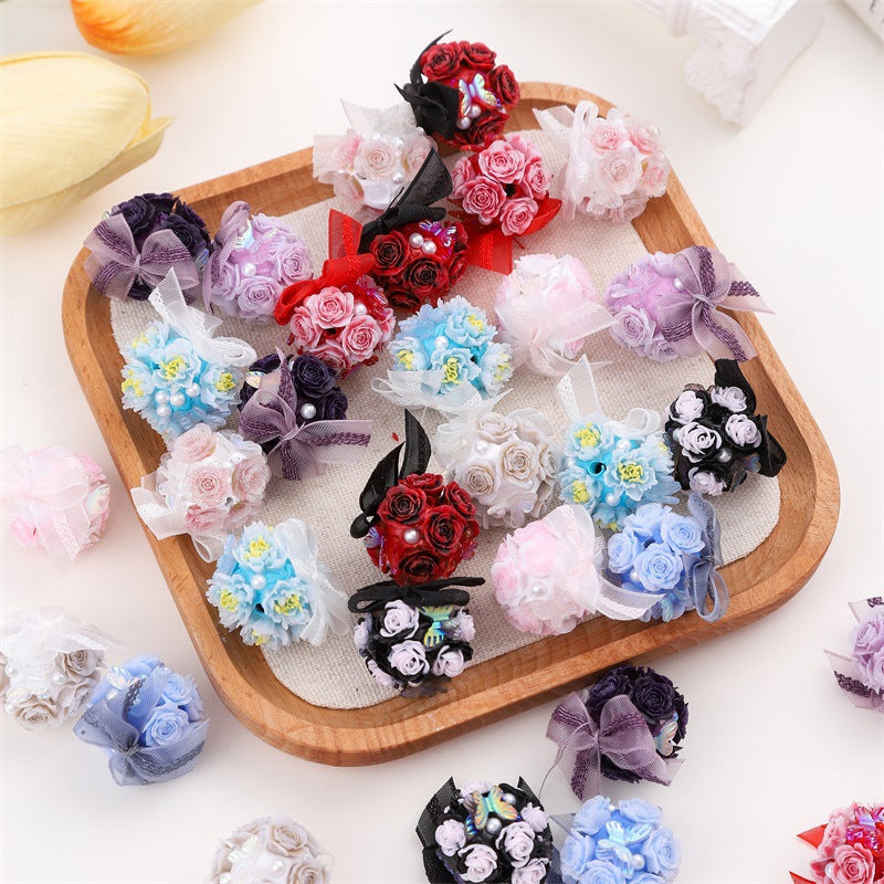 【A1-ペアペア】花珠ビーズ 可愛い 同色2粒/袋 DIY【ライブ開封】